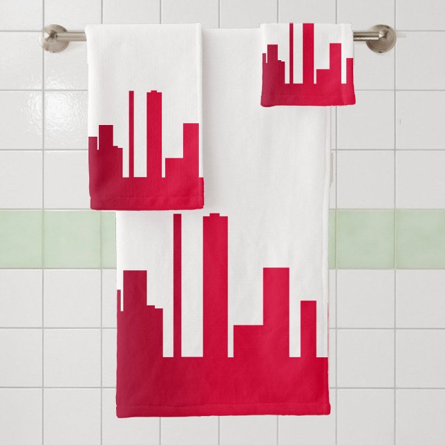 City Skyline Red & White Badhandtuch Set (Von Creator hochgeladen)
