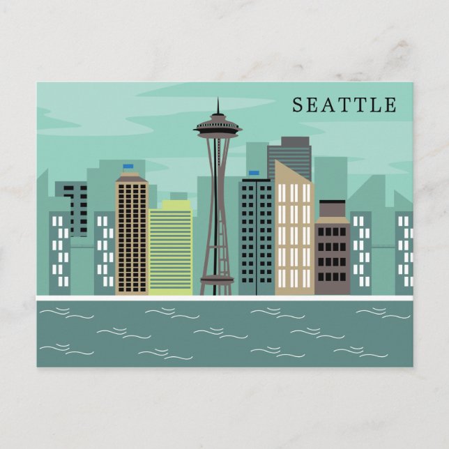 City Skyline | Seattle, Washington Postkarte (Vorderseite)