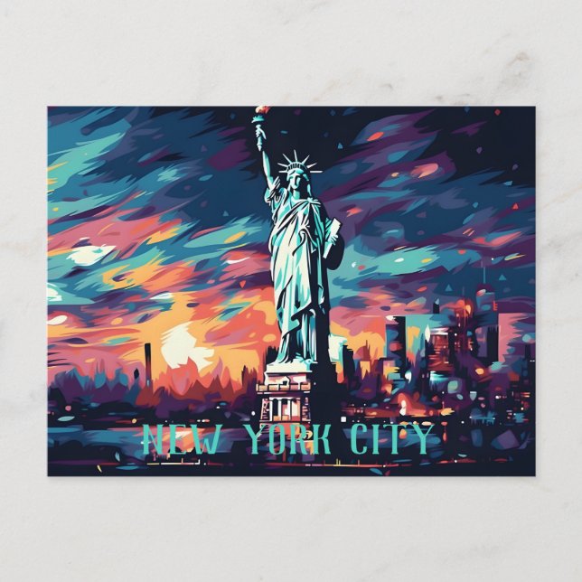 City Skyline Statue of Liberty New York Postcard Postkarte (Vorderseite)