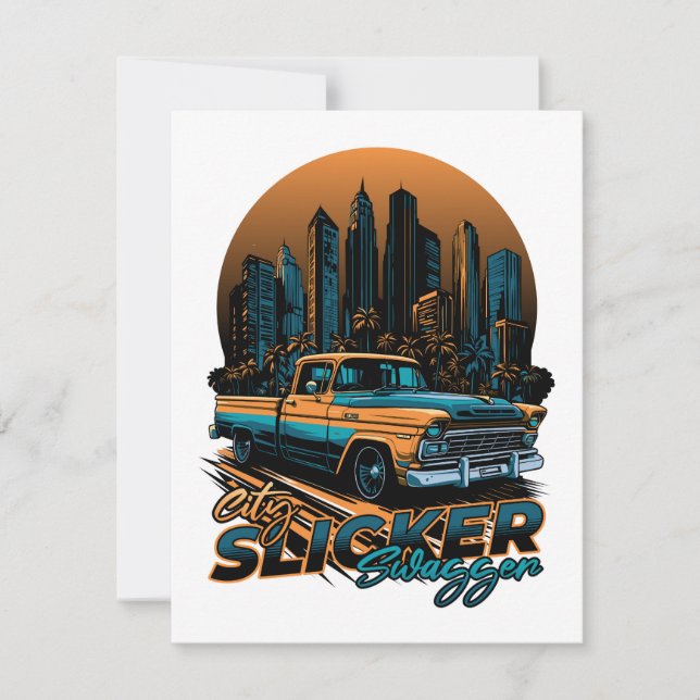 City Slicker Swagger - Vintager Lkw Feiertagskarte (Vorderseite)