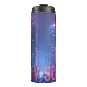 CITY SOUL - Neon Cyberpunk Skyline Design Thermosbecher