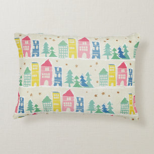 City Street, heller Hintergrund, grüne Ober-Streif Dekokissen