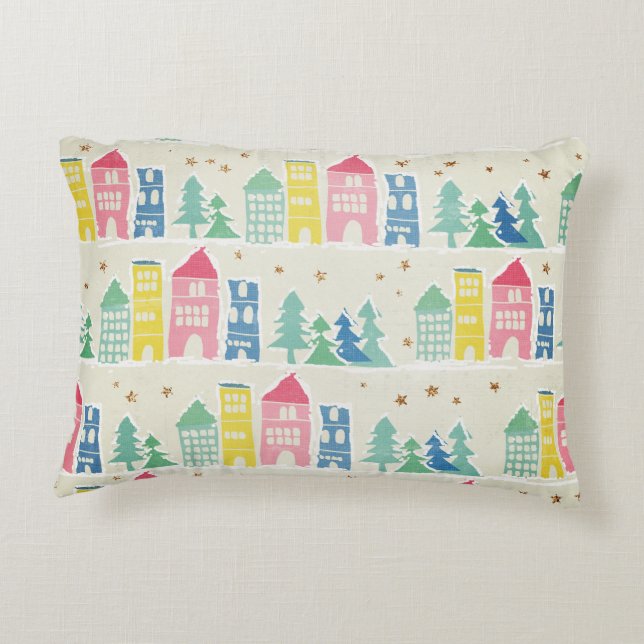 City Street, heller Hintergrund, grüne Ober-Streif Dekokissen (Rückseite)