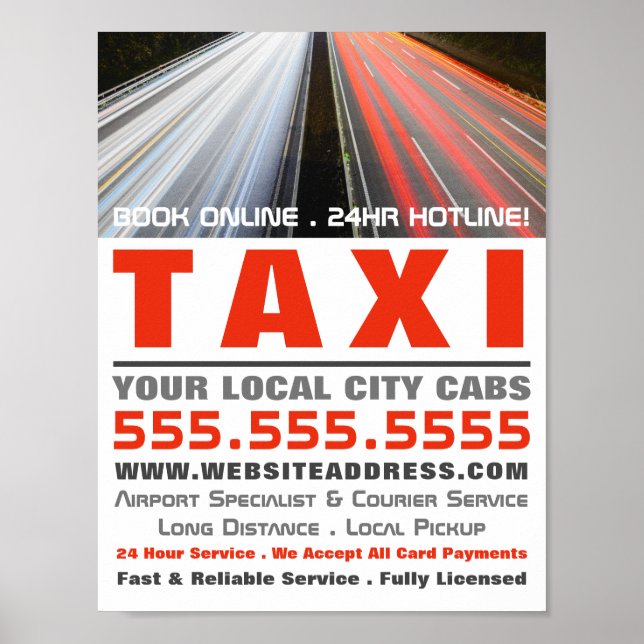 City Street Lights, Taxi Cab Firm Werbung Poster (Vorne)