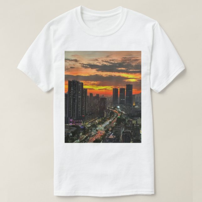 City Sunset Skyline T - Shirt (Design vorne)