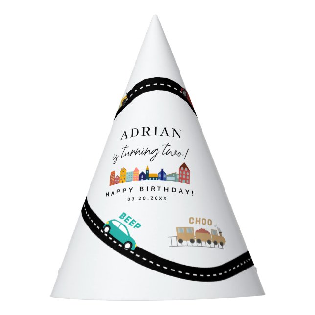 City Transportation Vehicles Truck Second Birthday Partyhütchen (Vorderseite)