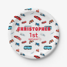 City Vehicles Geburtstagspapier-Teller Pappteller