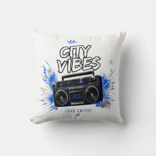 City Vibes Rock die Straße – Retro Boombox Kissen
