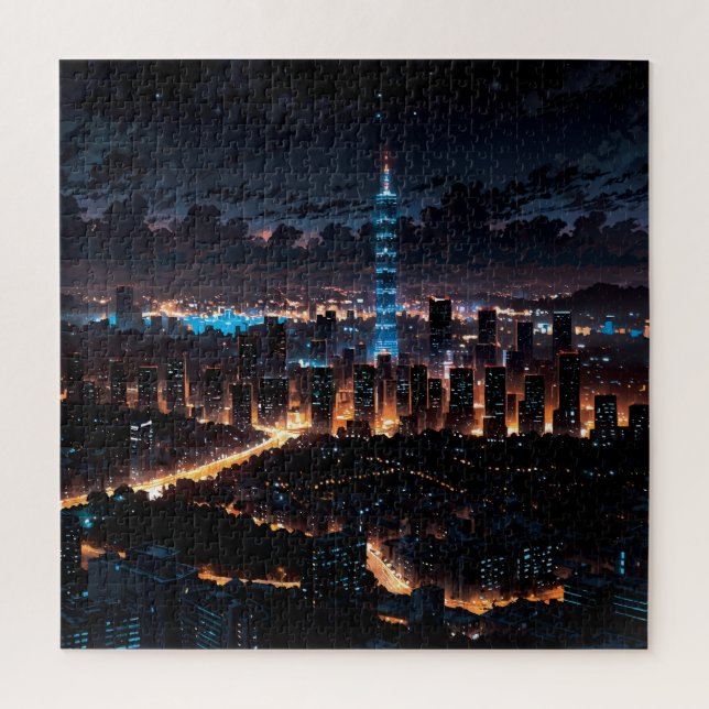 City view at night puzzle (Vertikal)