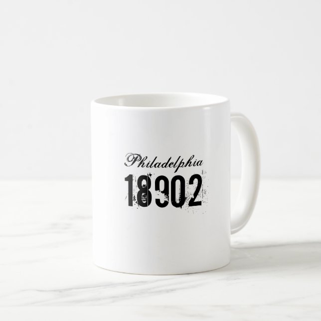 City Zip Code Verschieben Geschenk Schwarz-weiße K Kaffeetasse (VorderseiteRechts)