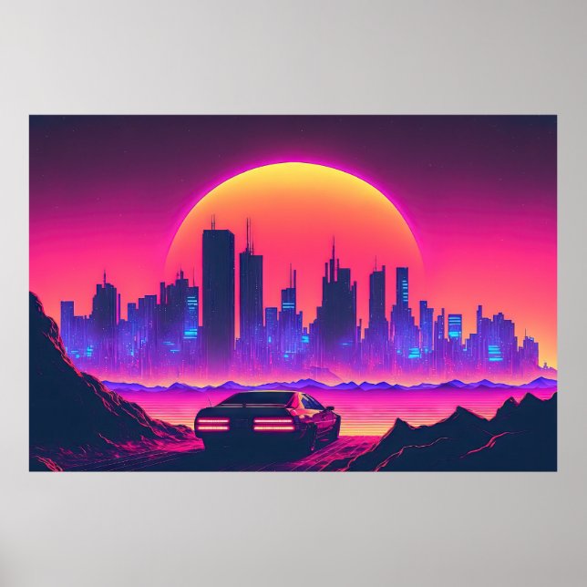 Cityscape Cruiser: Der Sonnenuntergang jagen Poster (Vorne)