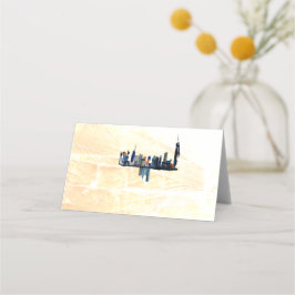 Cityscape London Mainted Landscape Wedding Platzkarte