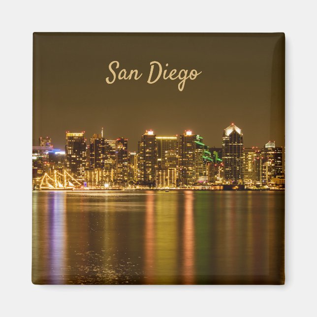 Cityscape Skyline Night California San Diego Magnet (Vorne)