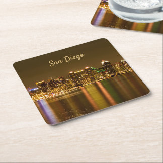 Cityscape Skyline Night California San Diego Rechteckiger Pappuntersetzer