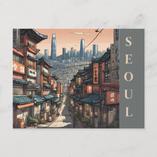 Cityscape Vintag Seoul Südkorea Reisen Asien Postkarte