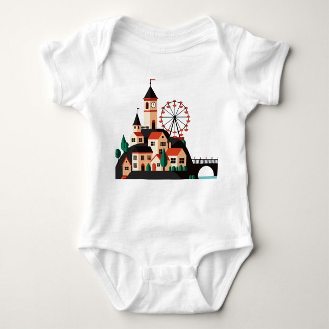 Cityscape with Ferris wheel Baby Bodysuit Baby Strampler (Vorderseite)