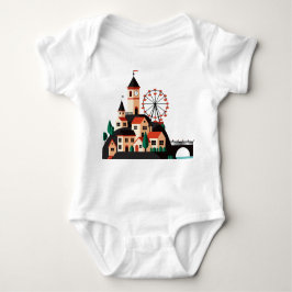Cityscape with Ferris wheel Baby Bodysuit Strampler