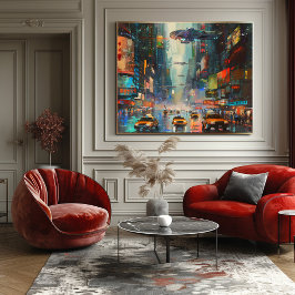 Ciudad Futurista: Paisaje Impresionista y Realista Poster