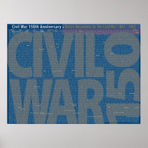 Civil War 150 Union Regiments Art Poster