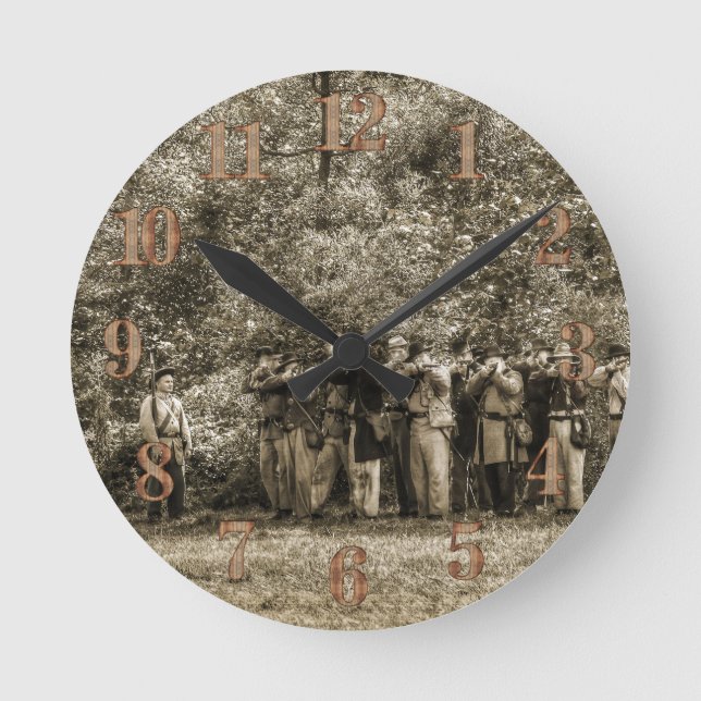 Civil War Soldiers Runde Wanduhr (Vorderseite)