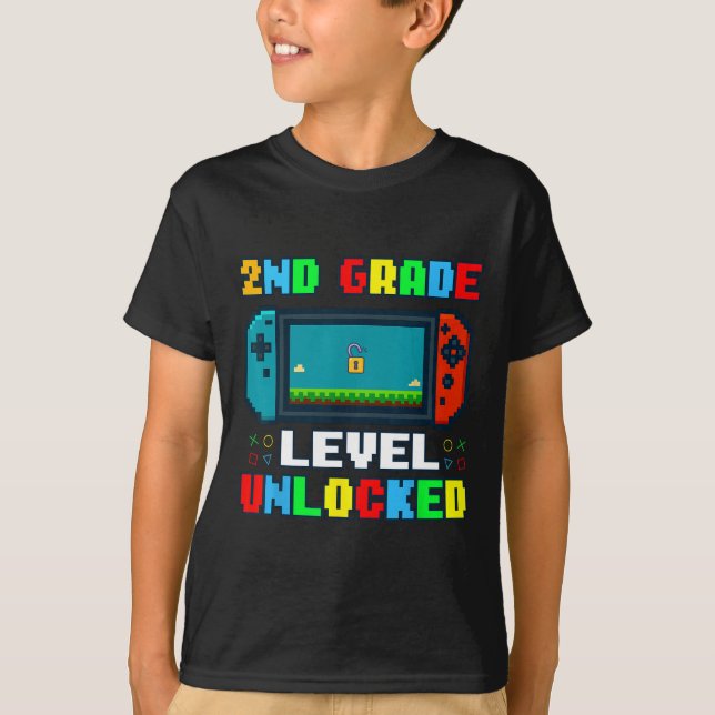 Ck To School 2nd Grade Level Unlocked Gamer Kids B T-Shirt (Vorderseite)