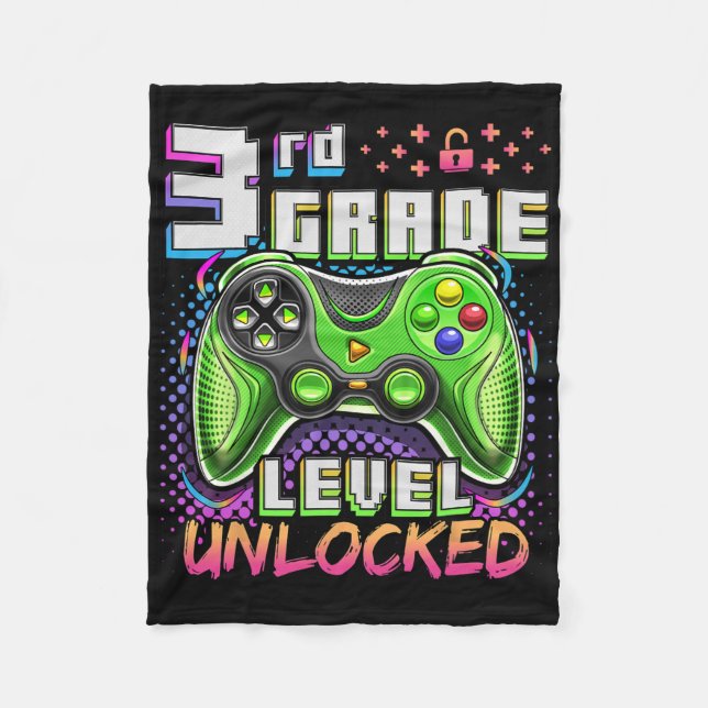 Ck To School 3rd Grade Boys Gamer First Day School Fleecedecke (Vorderseite)