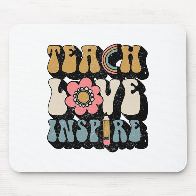Ck to School Teach Liebe Inspirierte Retro Teacher Mousepad (Vorne)