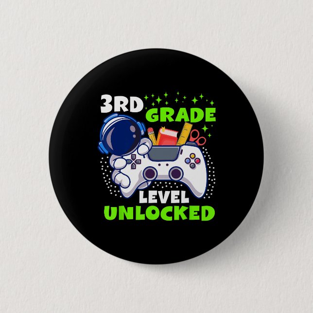 Ck Zur Schule 3. Klasse Freigeschaltet Gamer Junge Button (Vorderseite)