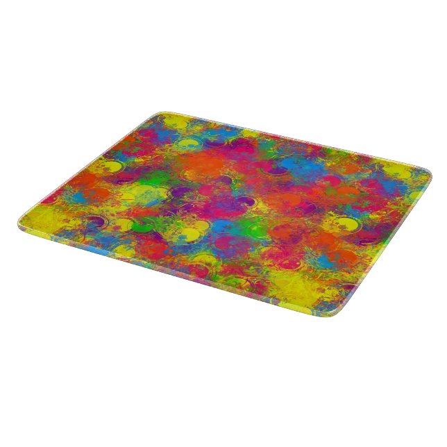 CKC Paint Can Florals-6x7 CUTTING BOARD Schneidebrett (Ecke)
