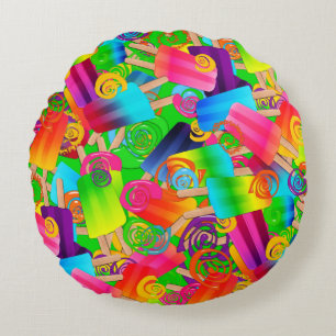 CKC Popsicle Wirbel, NEON-ROUND DURCHGEFÜHRTE PILL Rundes Kissen