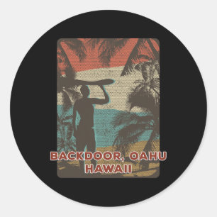 Ckdoor Oahu Hawaii Vintage Surfen Strand Kokosnuss Runder Aufkleber