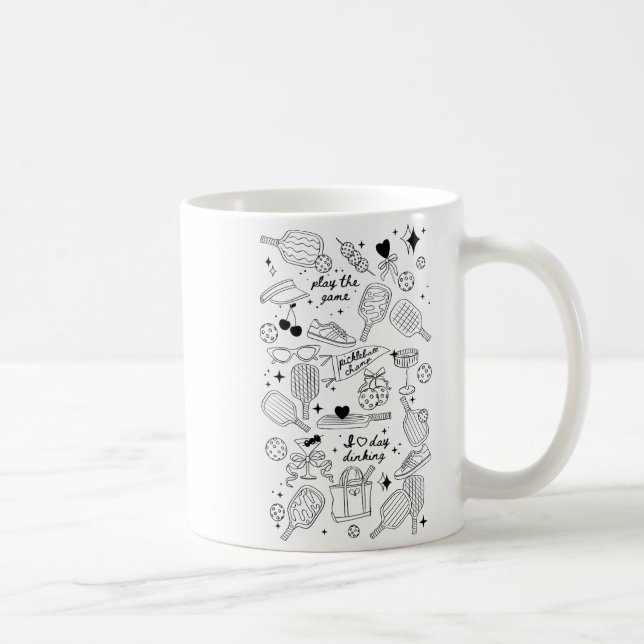 Ckleball Doodles In Black On Beige Retro Comfort C Kaffeetasse (Rechts)