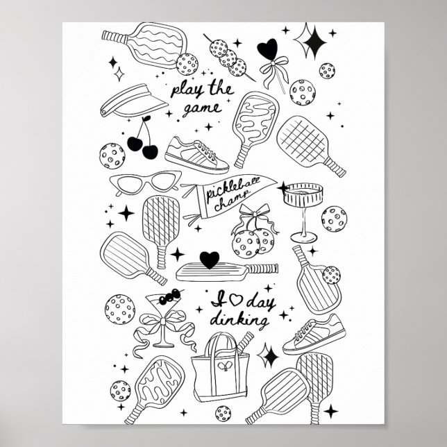 Ckleball Doodles In Black On Beige Retro Comfort C Poster (Vorne)