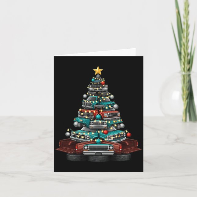 Ckup Truck Christmas Tree Funny Clic Car Graphic M Karte (Vorderseite)