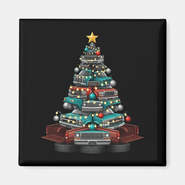 Ckup Truck Christmas Tree Funny Clic Car Graphic M Magnet (Vorne)