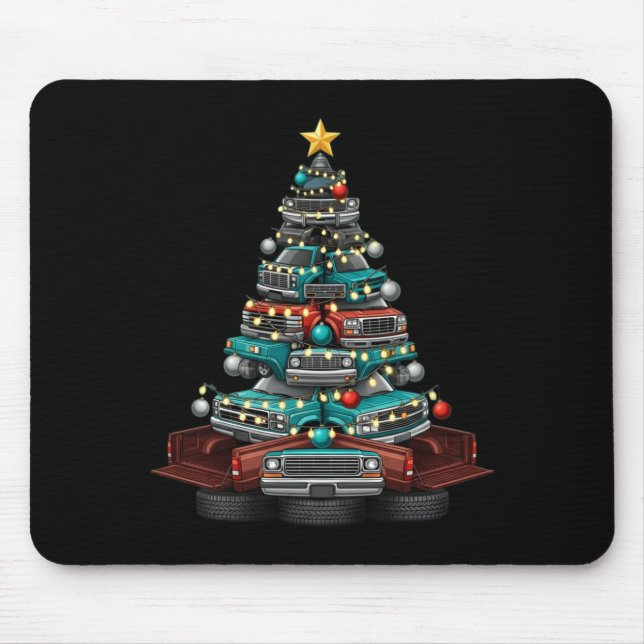 Ckup Truck Christmas Tree Funny Clic Car Graphic M Mousepad (Vorne)