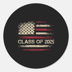 Cl of 2025 American Flag USA Abschluss Boys Girls Runder Aufkleber