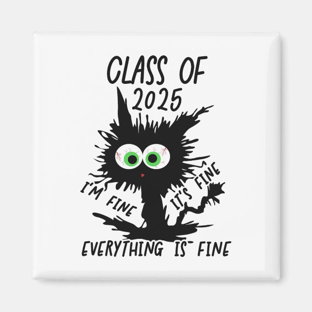 Cl of 2025 Funny Black Cat Magnet (Vorne)