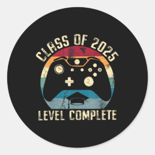 CL of 2025 Level Complete Video Gamer Senior Gradu Runder Aufkleber