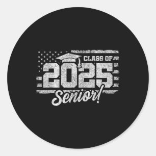 Cl of 2025 Senior Abschluss - American Flag Senio Runder Aufkleber