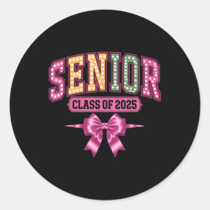 CL of 2025 Senior Coquette Bow Women Girls Graduat Runder Aufkleber