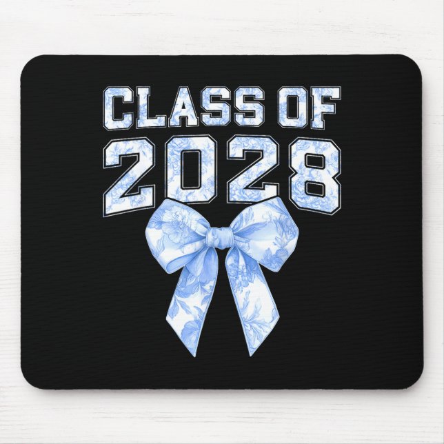 Cl Of 2028 Blue Toile Floral Coquette Bow Girl Kid Mousepad (Vorne)