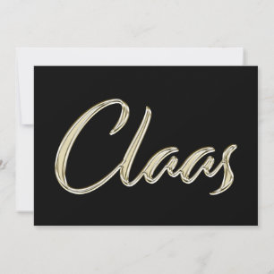 Claas Name white gold Handwriting Karte
