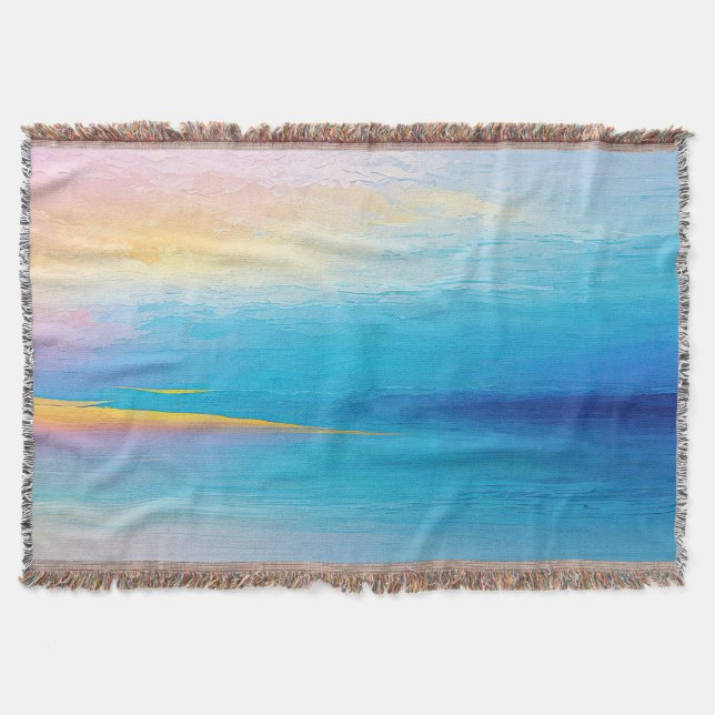 "Clachanray", eine weiträumige, rosa und blaue Lan Decke (Vorderseite)