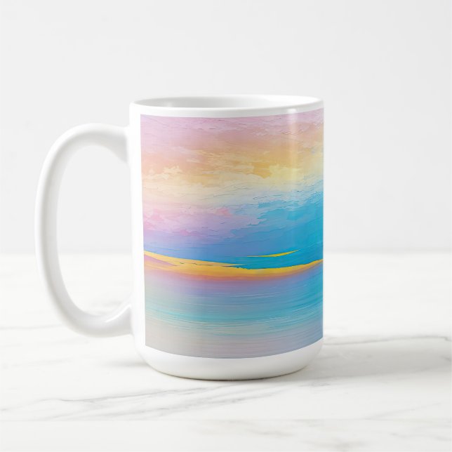 "Clachanray", eine weiträumige, rosa und blaue Lan Kaffeetasse (Links)