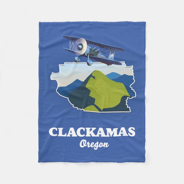 Clackamas Oregon USA Karte Canvas Print Danke Ca Fleecedecke (Vorderseite)
