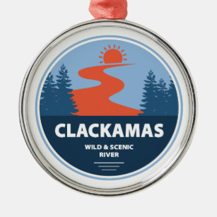 Clackamas Wild und Landschaftlicher Fluss Oregon Ornament Aus Metall