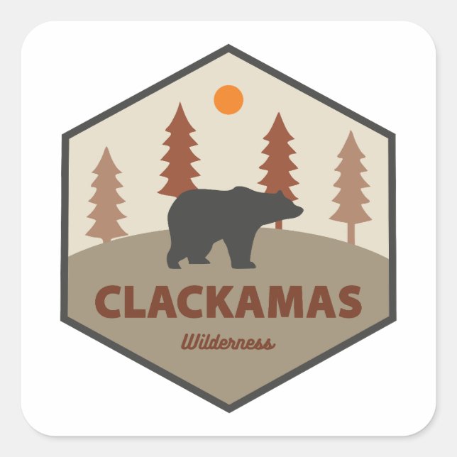 Clackamas-Wilderness Oregon Bär Quadratischer Aufkleber (Vorderseite)