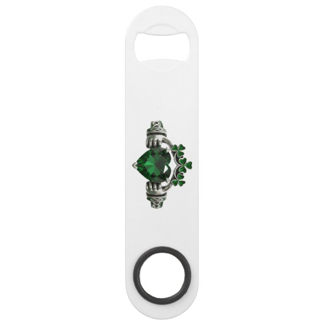 Claddagh Emerald Green Shamrock Bottle Opener Speed Flaschenöffner (Vorderseite)