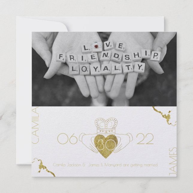Claddagh-Gold zum Datum speichern Save The Date (Rückseite)